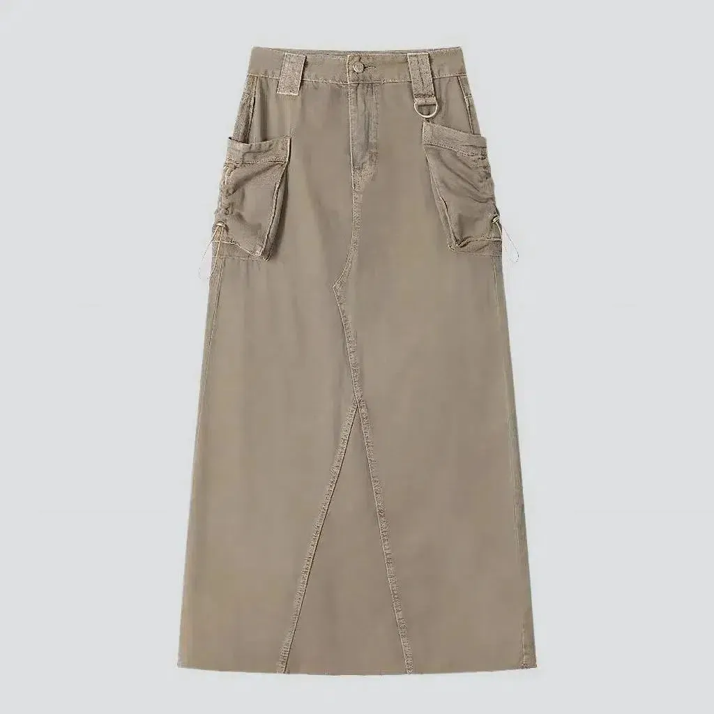 A-line color women's denim skirt