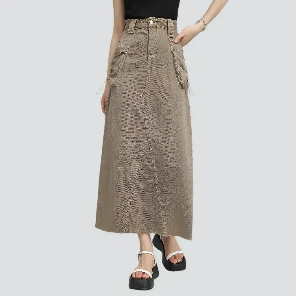 A-line color women's denim skirt