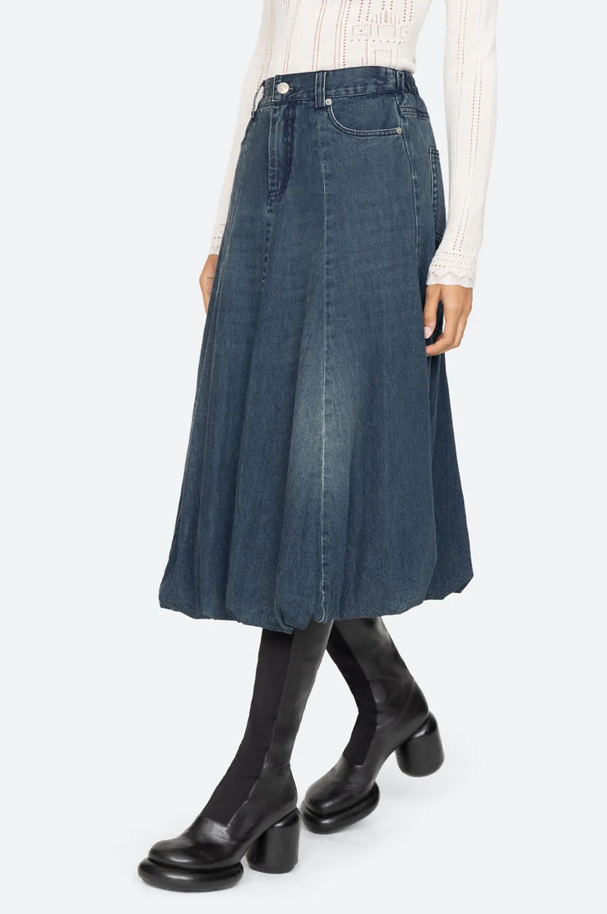 Amari Denim Bubble Skirt Blue