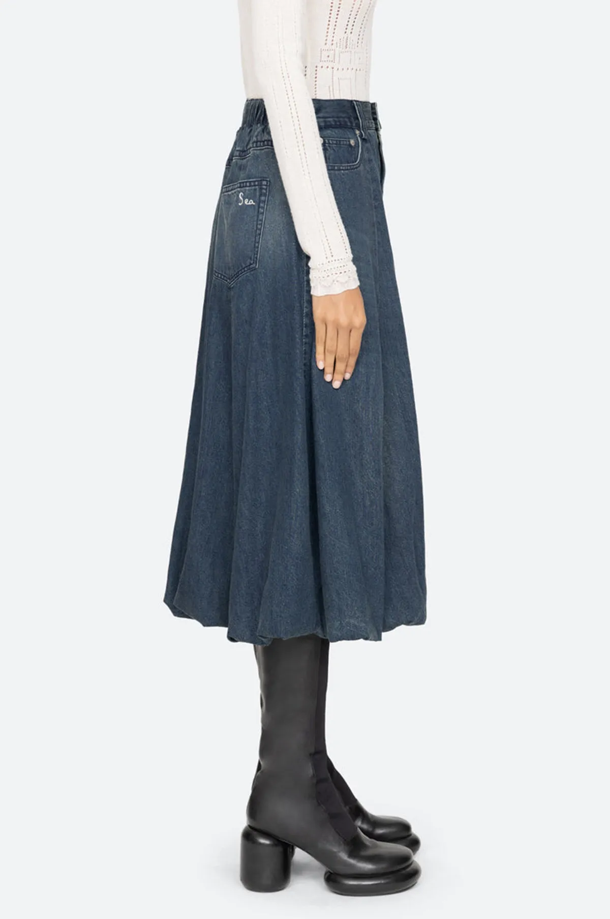 Amari Denim Bubble Skirt Blue