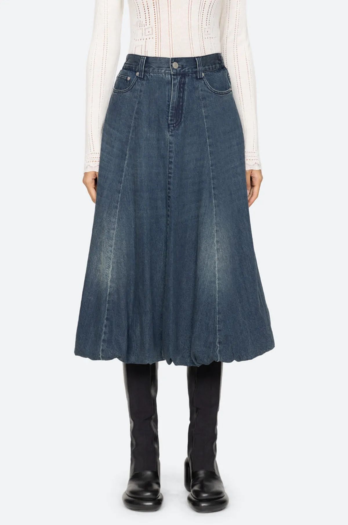 Amari Denim Bubble Skirt Blue