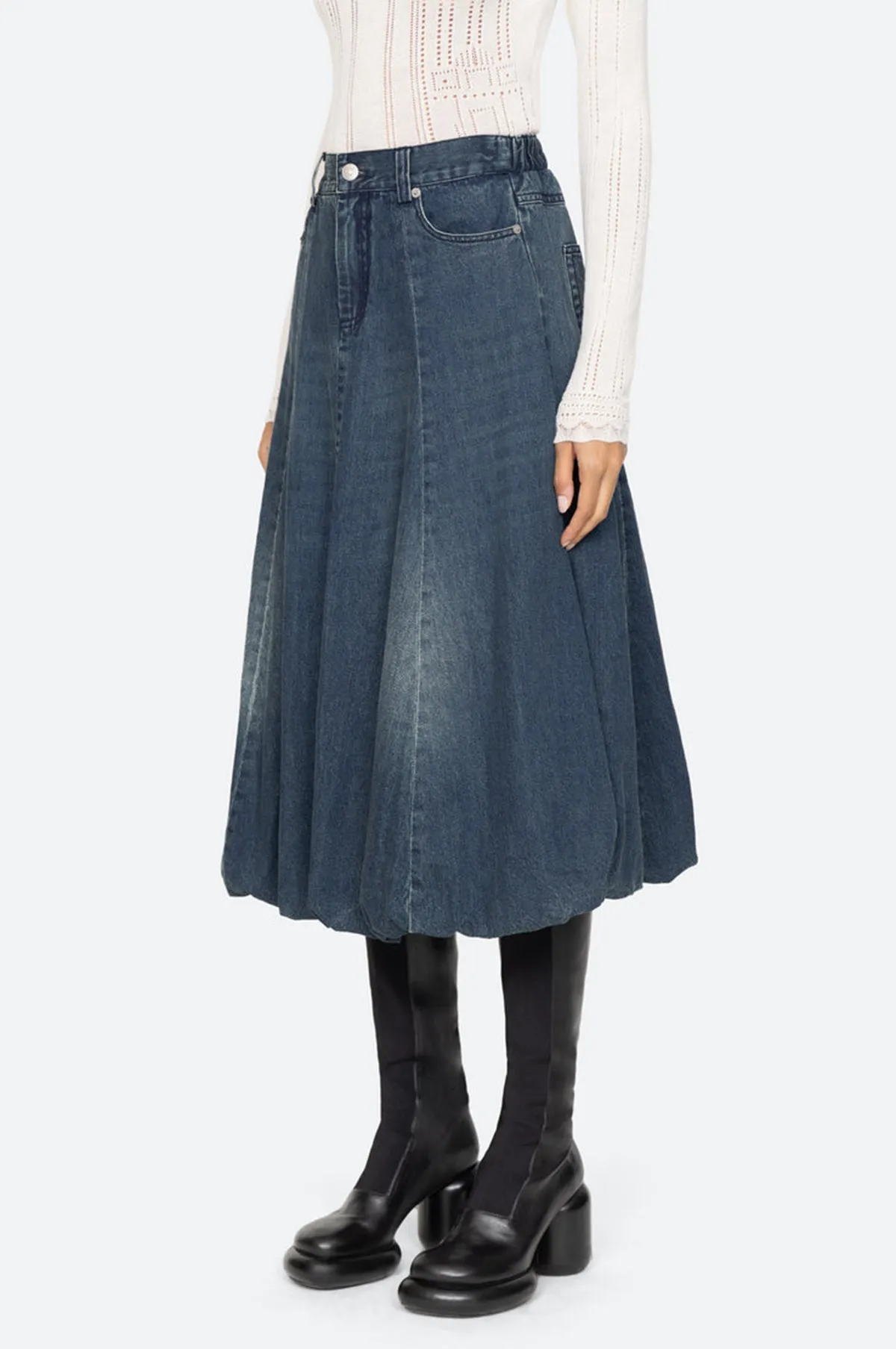 Amari Denim Bubble Skirt Blue