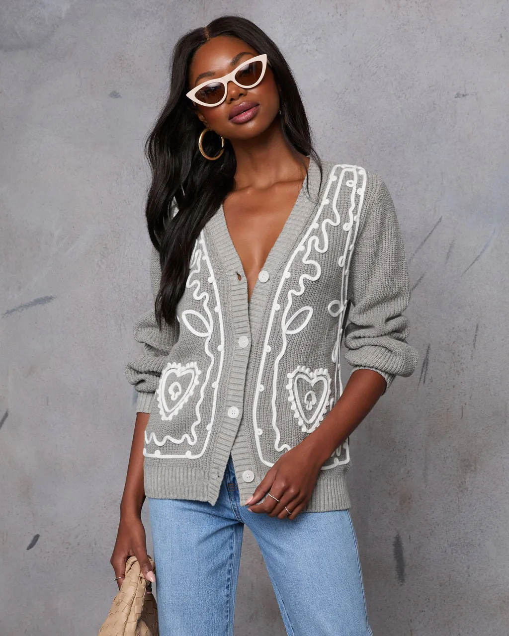 Autumn Embrace Embroidered Contrast Cardigan