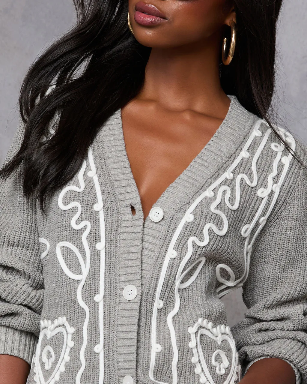 Autumn Embrace Embroidered Contrast Cardigan