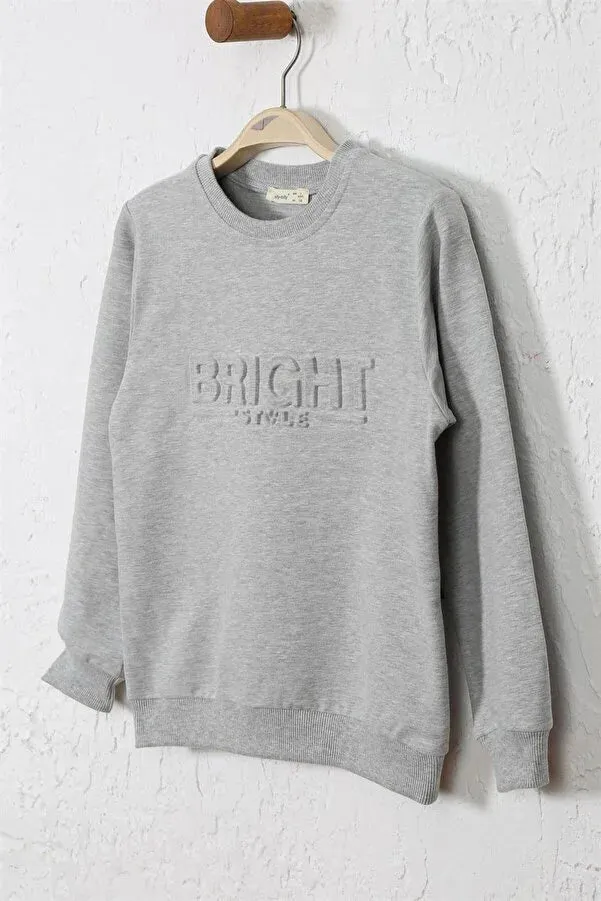 Barmy Boy's Grey Embossed Print Boy Sweatshirt