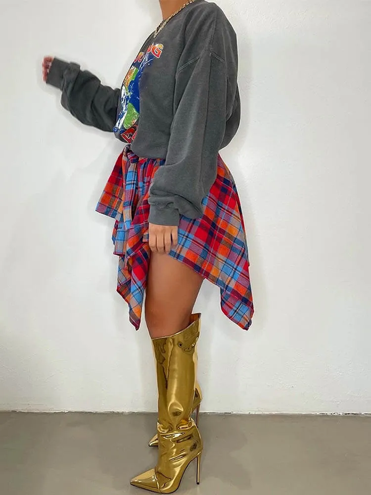 Casual Plaid Pleated Mini Skirts