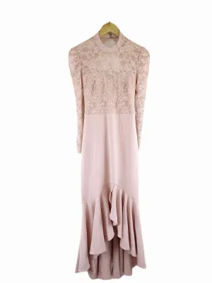 City Goddess Pink Lace and Ruffle Maxi Dress 12