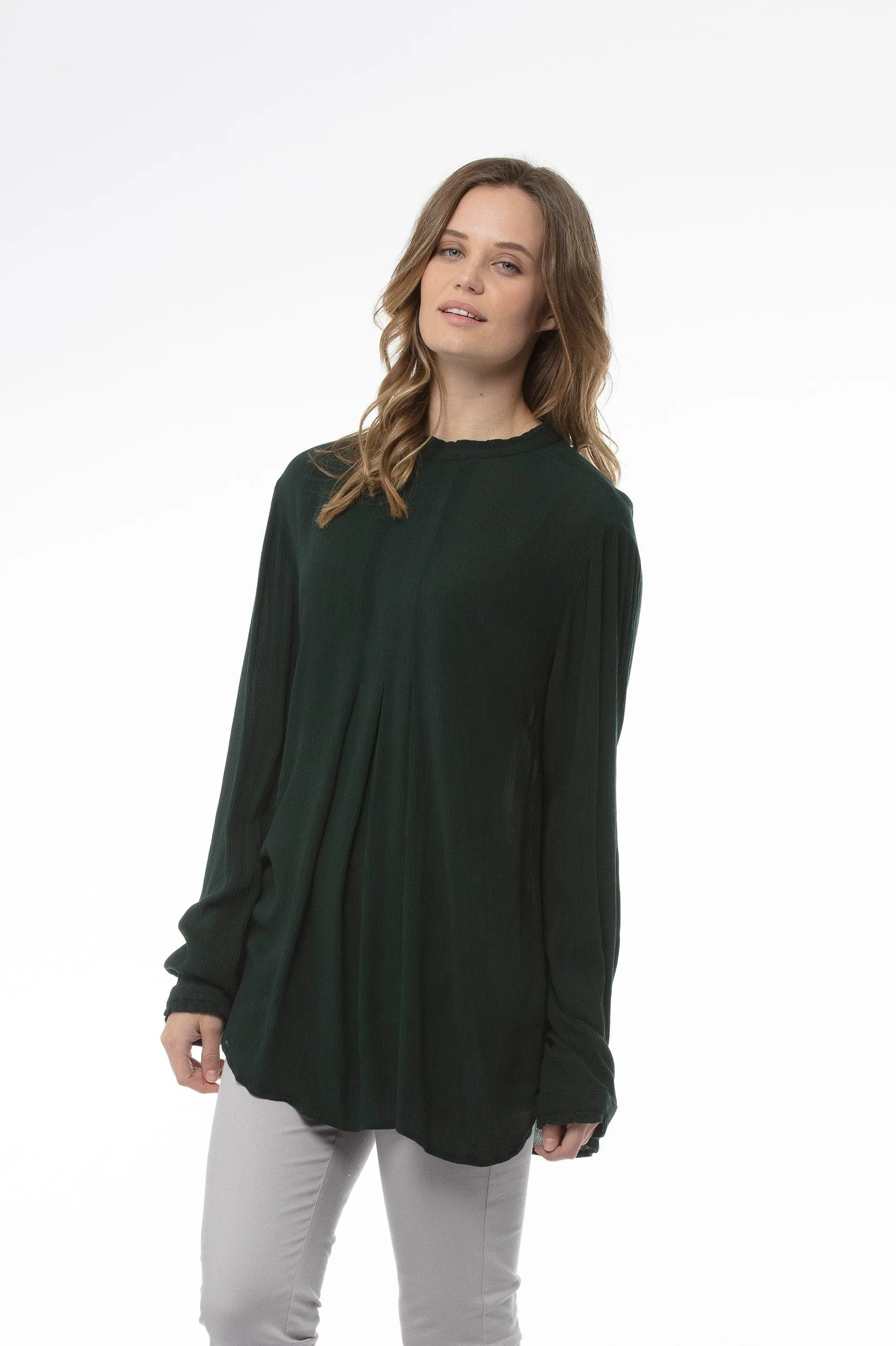 CLAUDIA SCANDINAVIAN KAJA Natrual fiber WOMEN Top - Bottle Green