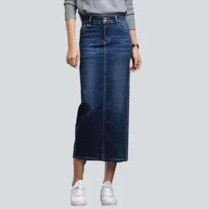 Dark long women's jeans skirt