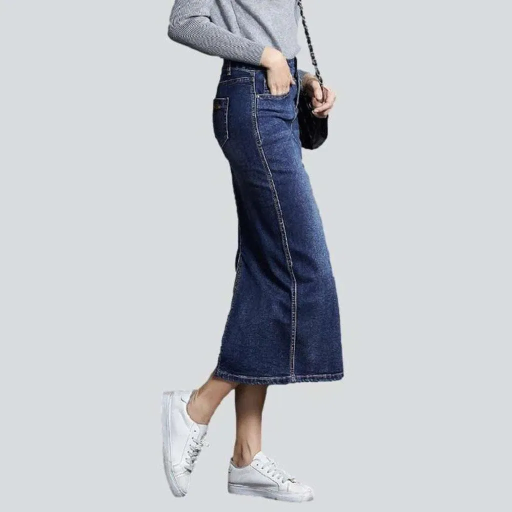 Dark long women's jeans skirt