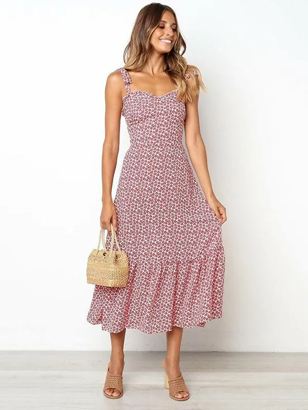 Deep V-neck Split-side Maxi Dress