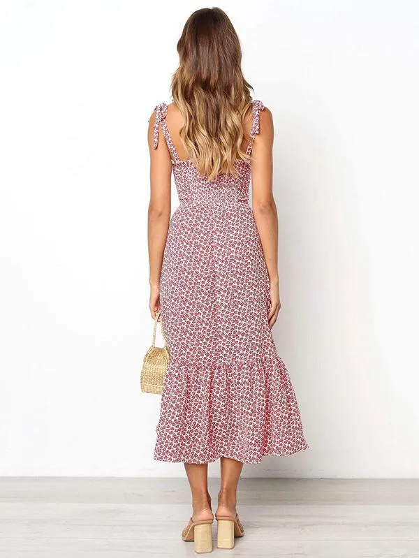 Deep V-neck Split-side Maxi Dress