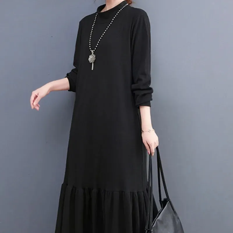 DressBetty - Winter Loose Split Joint Long Sweatshirt Midi Dress