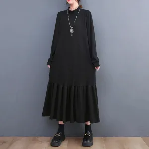 DressBetty - Winter Loose Split Joint Long Sweatshirt Midi Dress