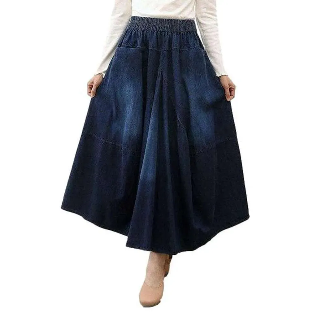 Flare dark wash jeans skirt