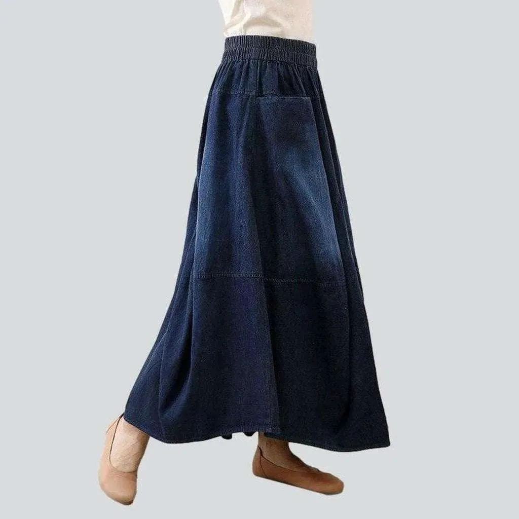 Flare dark wash jeans skirt