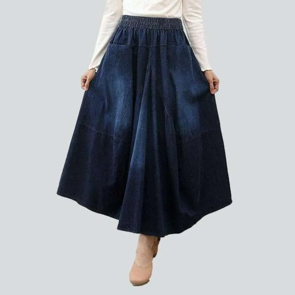 Flare dark wash jeans skirt