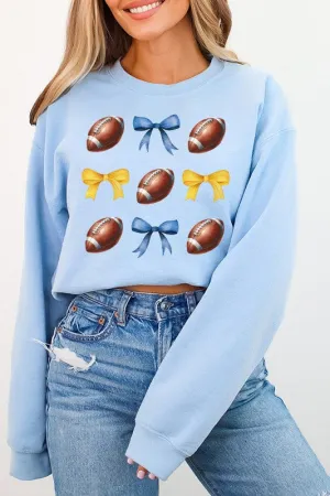 Gameday Football Bows Light Blue Yellow Sweatshirt