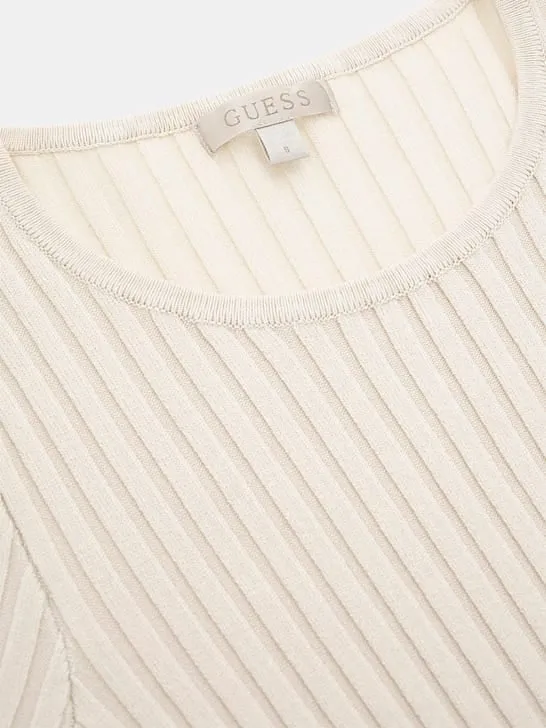 Guess Paige Pleated Mini Sweater Dress - Cream