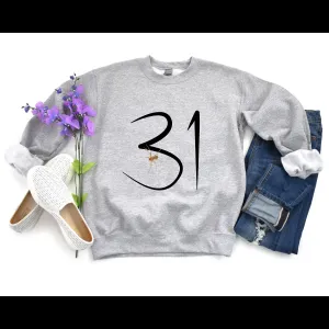 Halloween Crewneck Sweatshirt with 31 and Realistic Spider Image