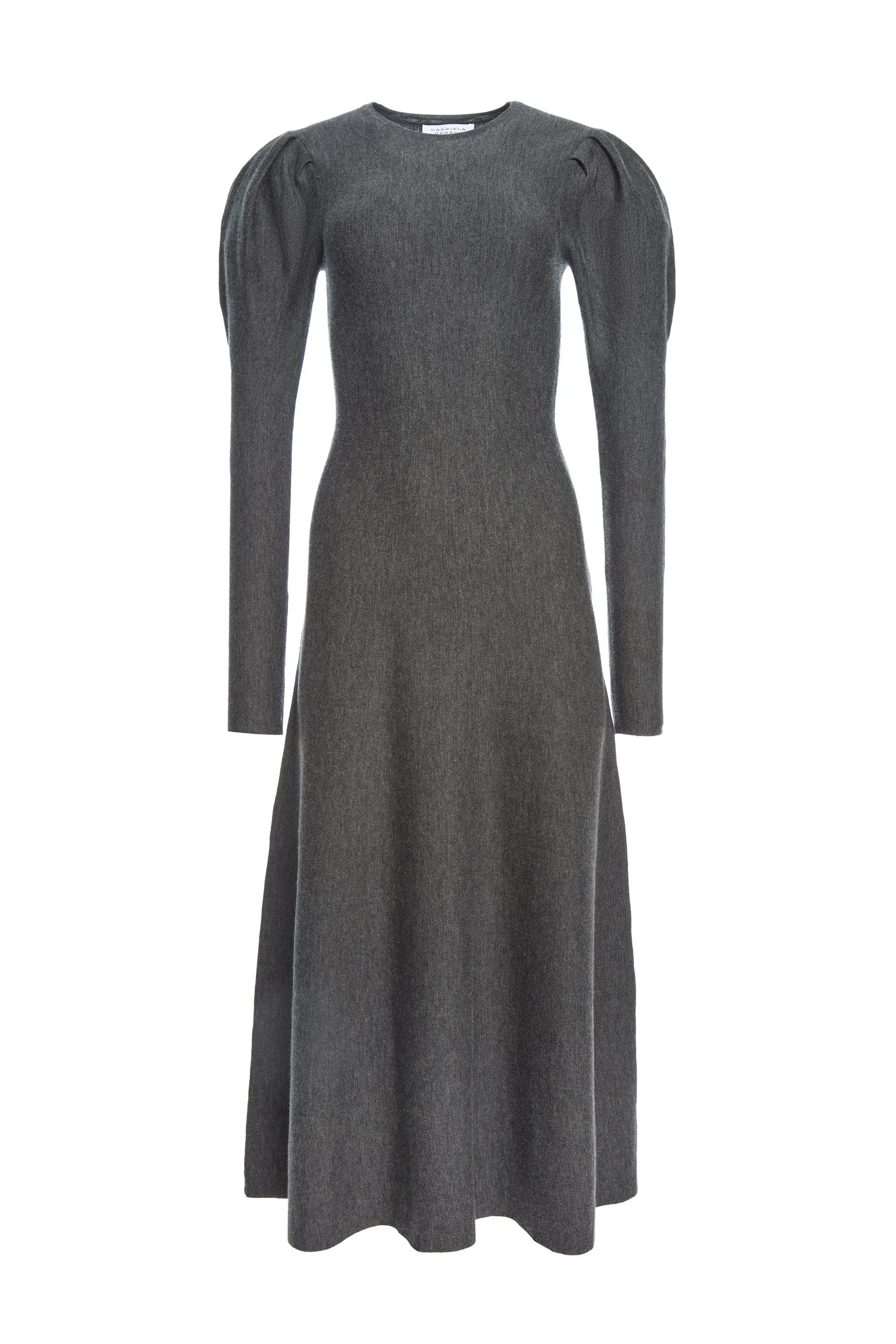 Hannah Knit Maxi Dress in Charcoal Melange Merino Wool Cashmere