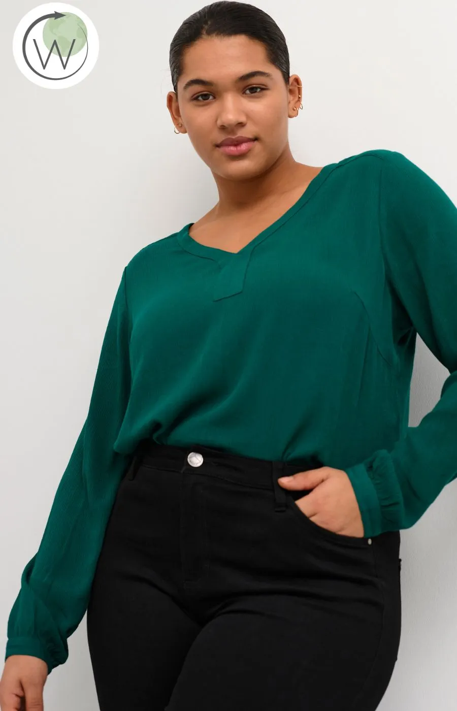 Kaffe Curve Cami Blouse in Teal Green