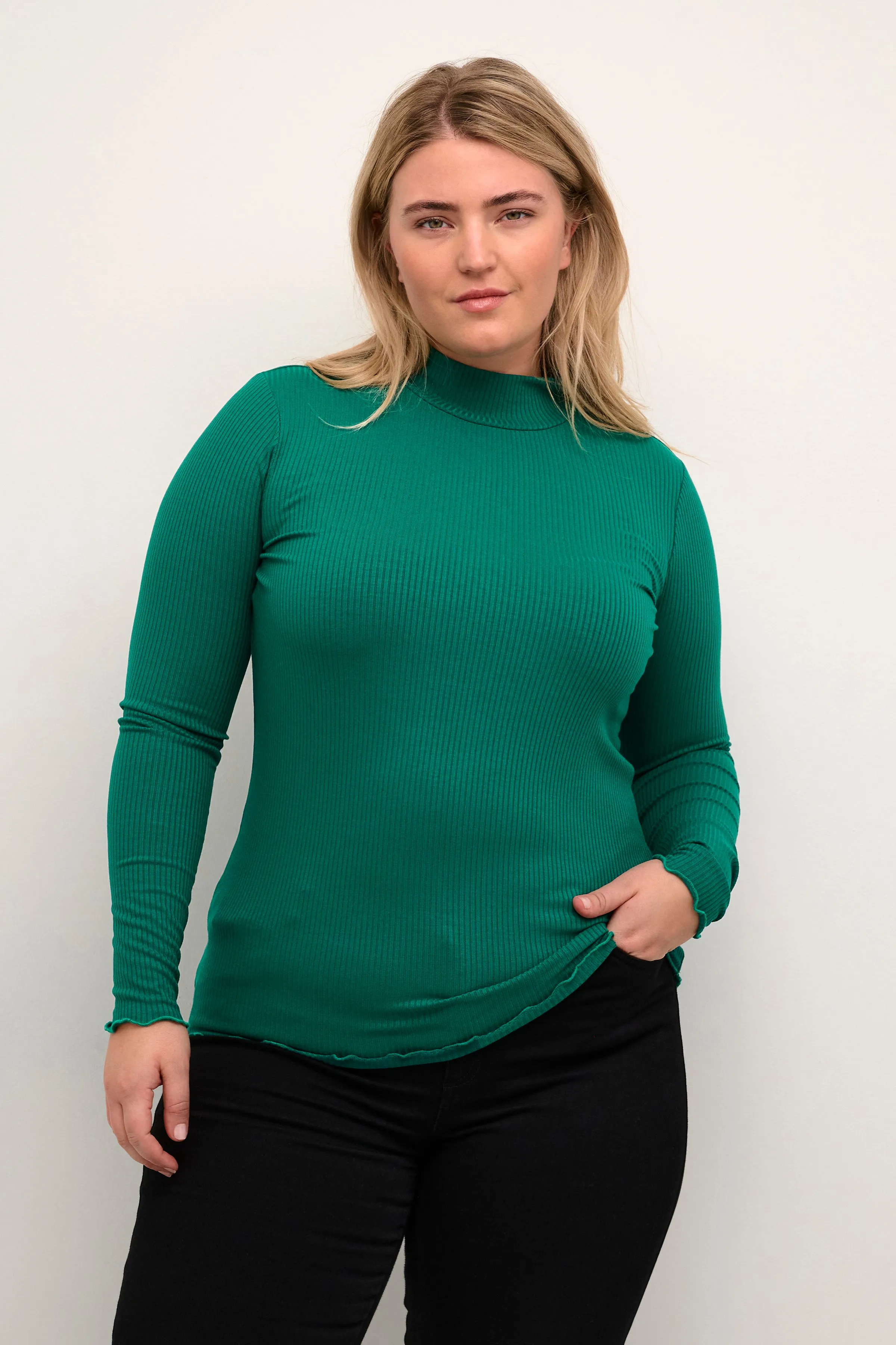 Kaffe Curve Dina Turtleneck Knit in Green