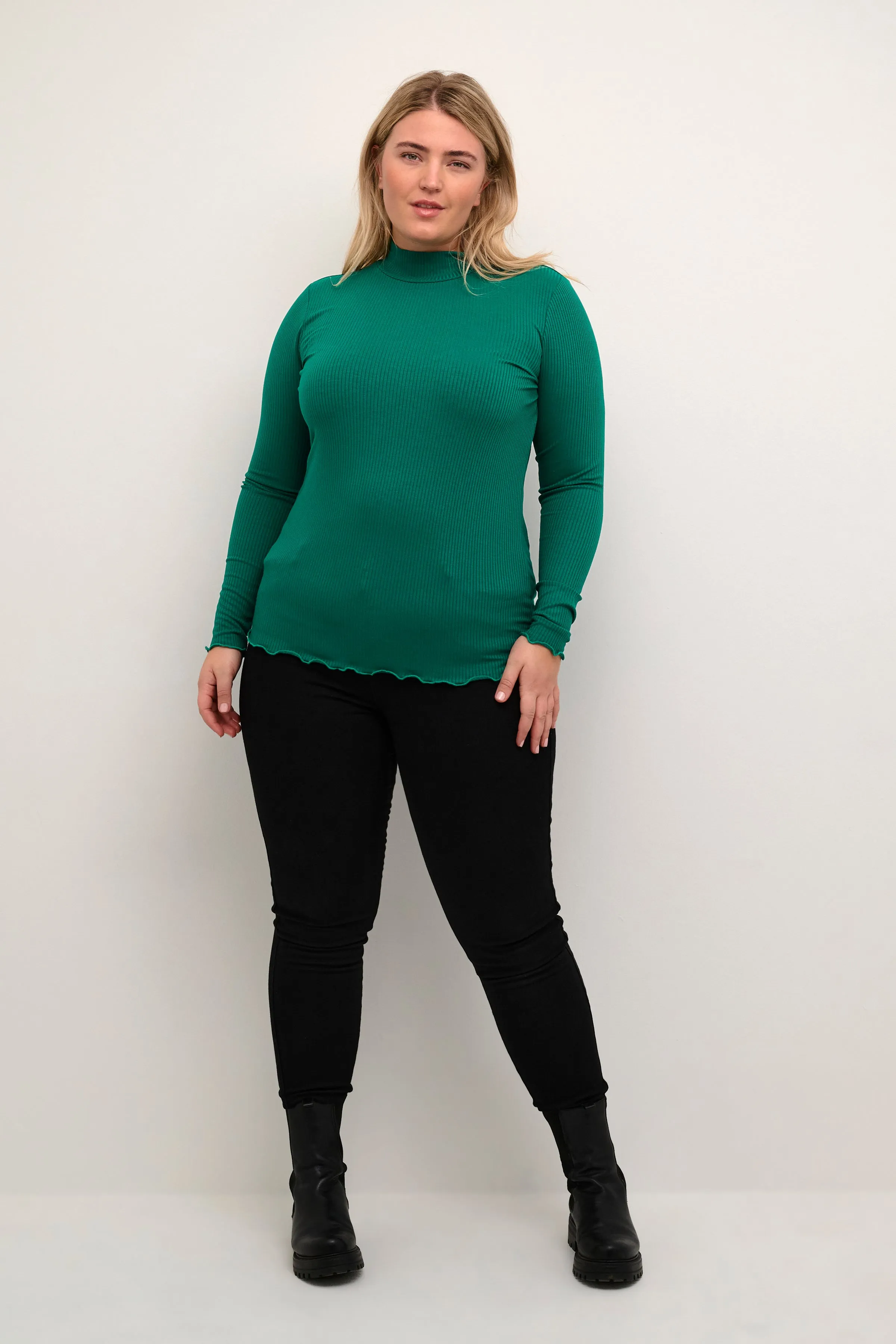 Kaffe Curve Dina Turtleneck Knit in Green