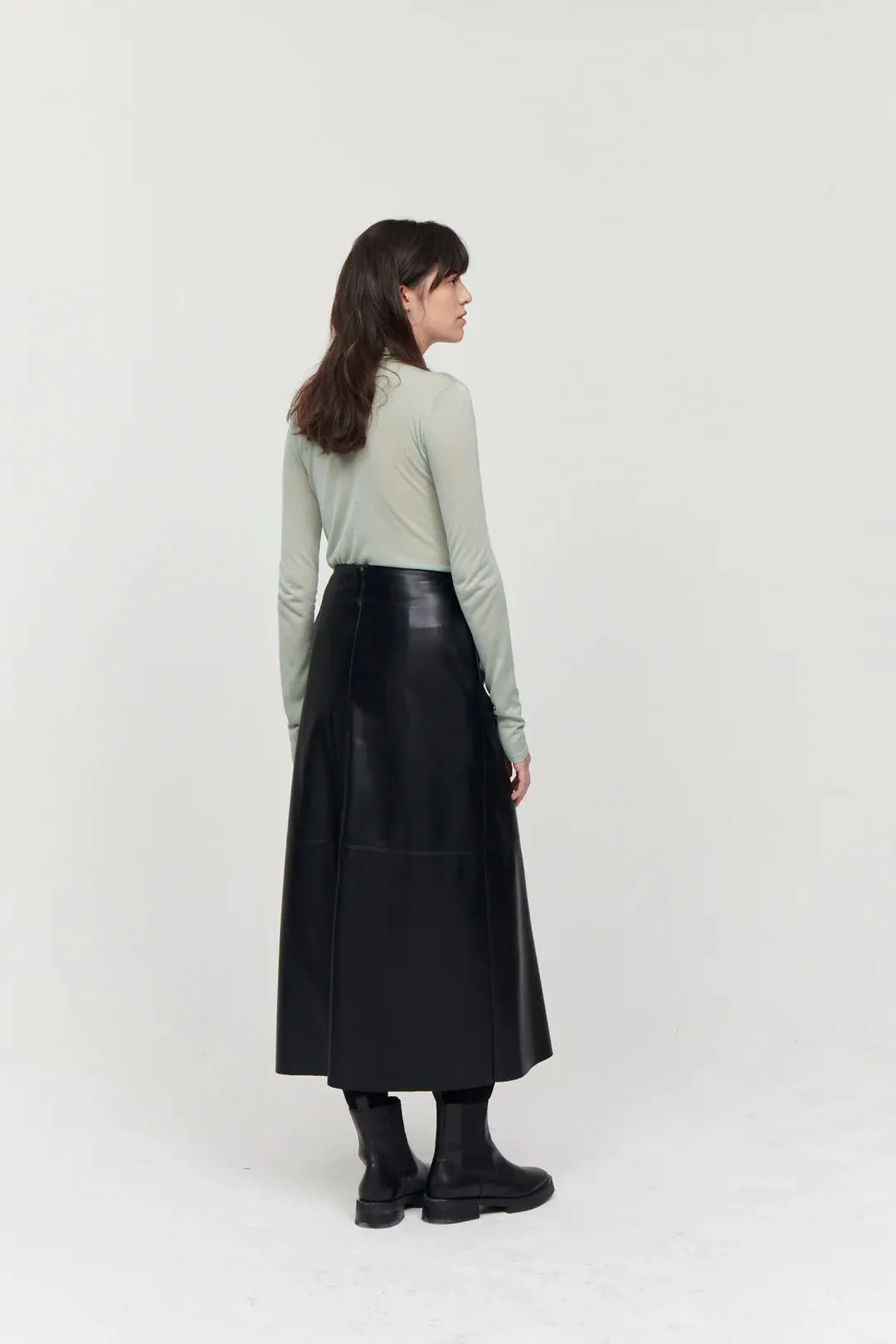 Molly Black Faux Leather Skirt