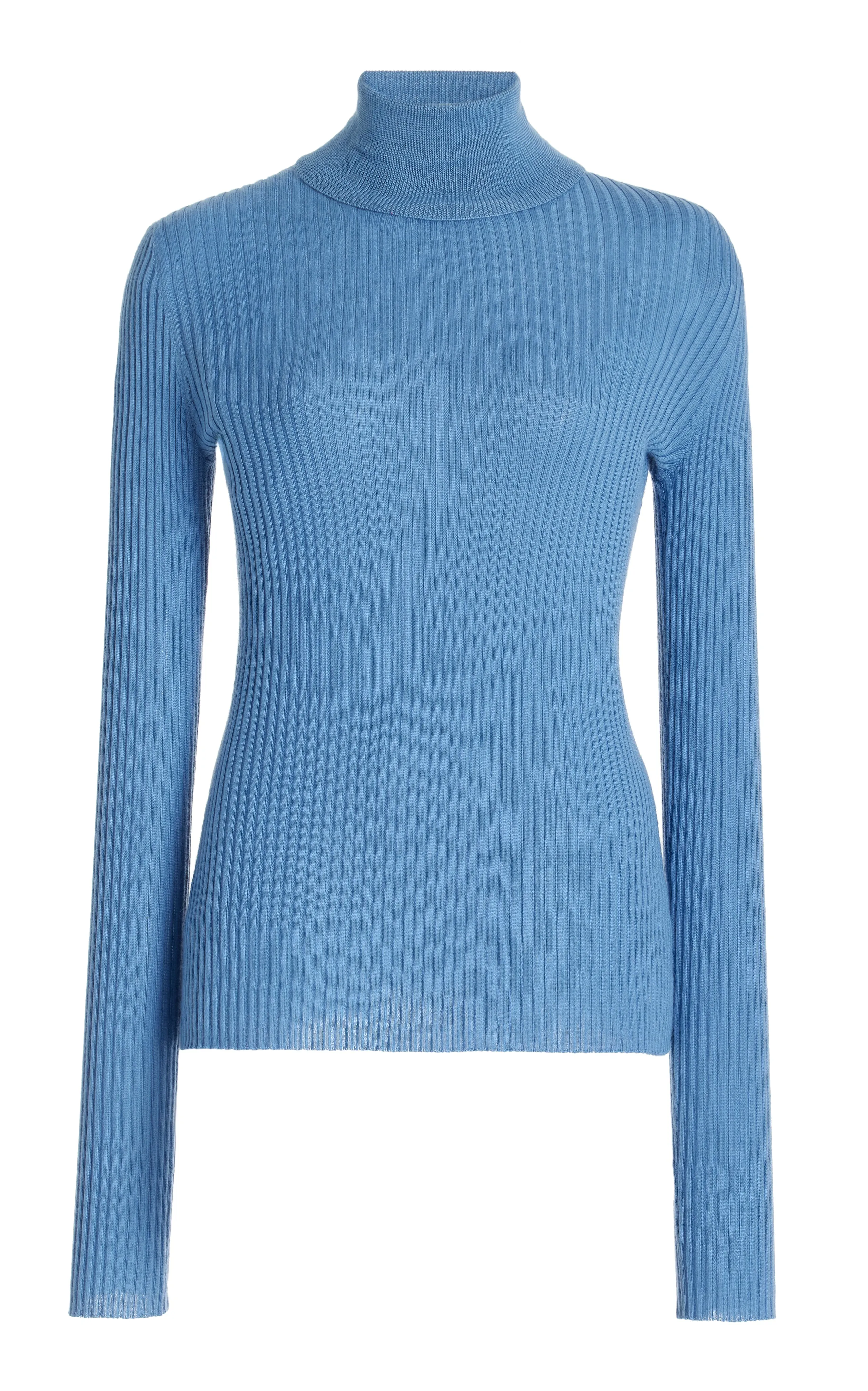 Peppe Knit Turtleneck in Light Blue Denim Cashmere Silk