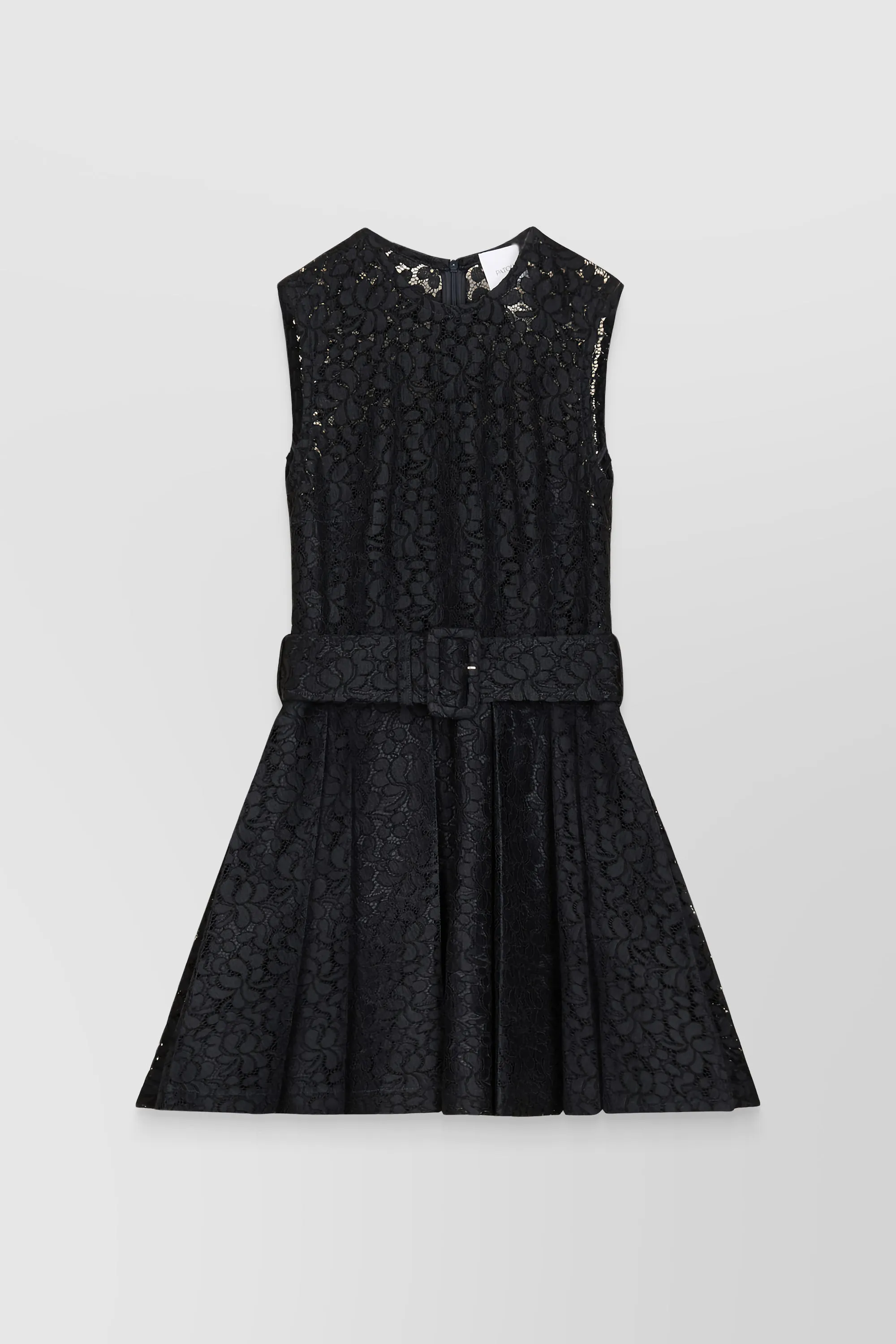 Pleated eco-lace mini dress