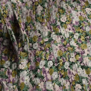 Pleated Floral Prints SS-28924 Lilac & Green