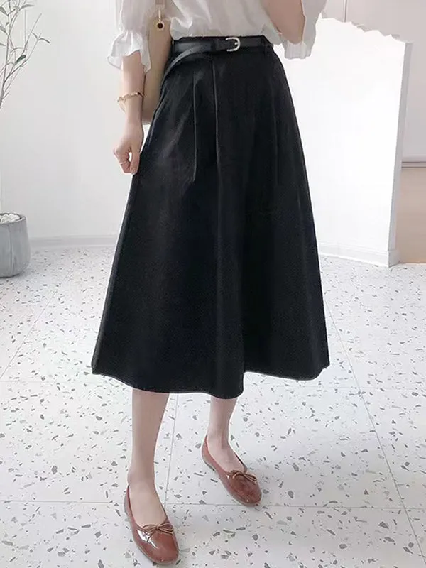 Pleated Split-Joint High Waisted Loose Skirts