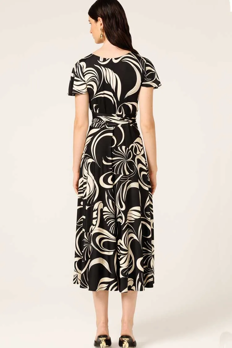 Reverse Wrap Midi Dress in Swirl