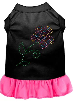 Rhinestone Multi Flower Dress Black With Bright Pink Sm (10)