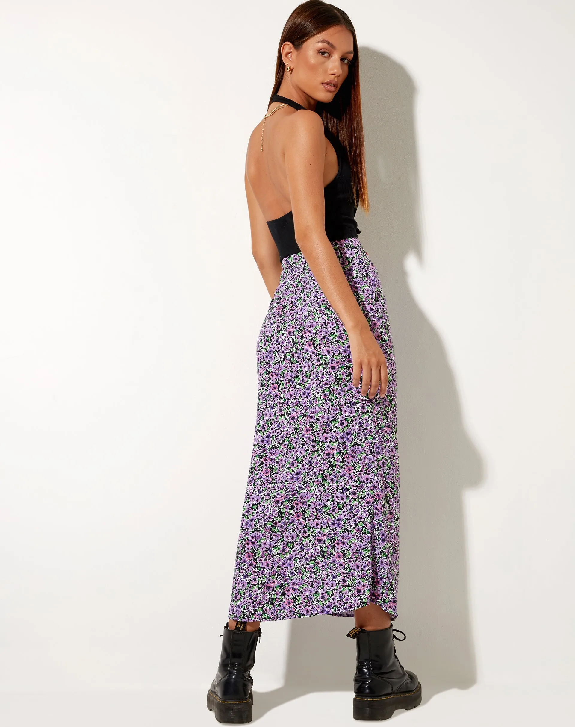 Rima Midi Skirt in Lilac Blossom