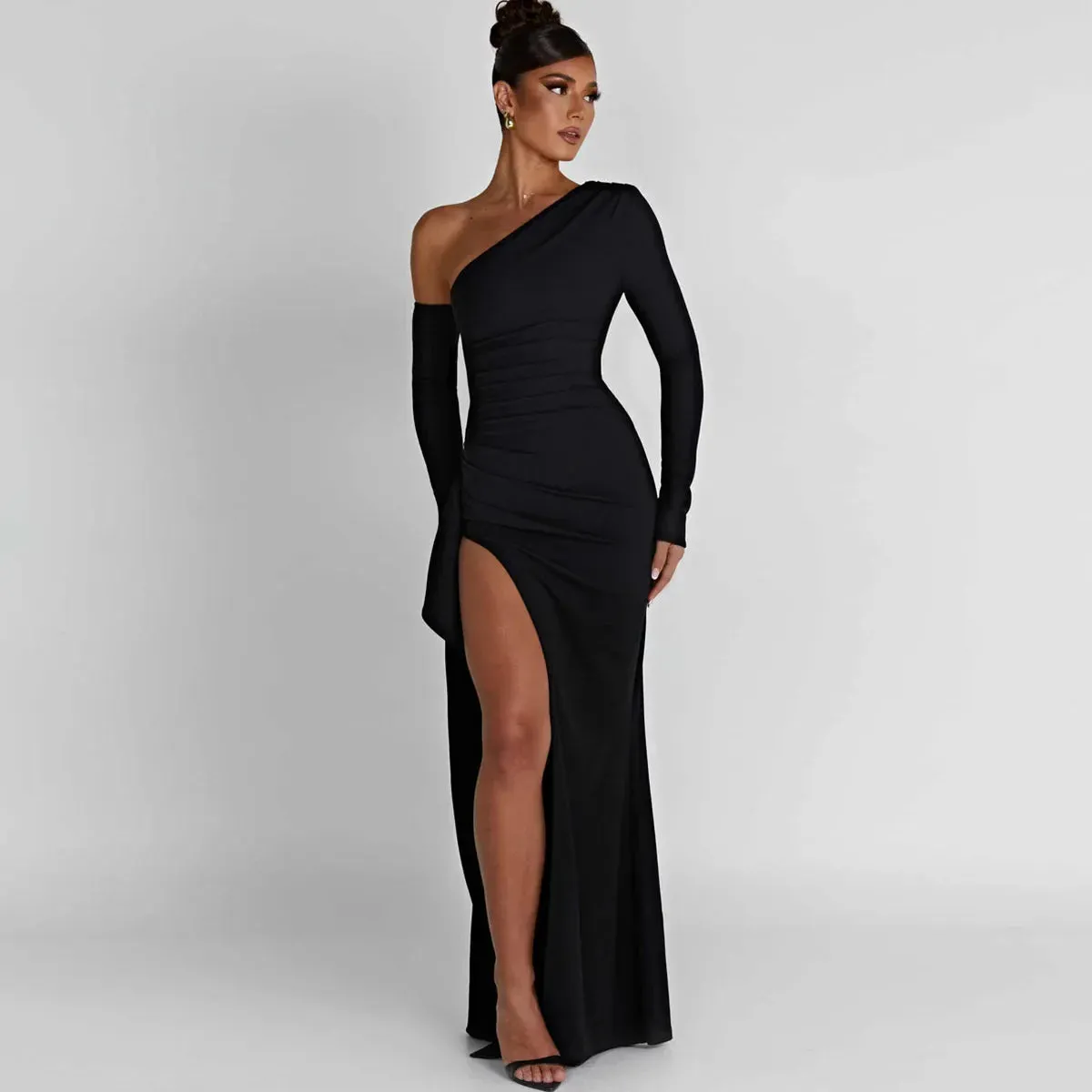 Sexy Maxi Off Sleeve Long Shoulder Long Autumn Maxi Bodycon Dress Dress