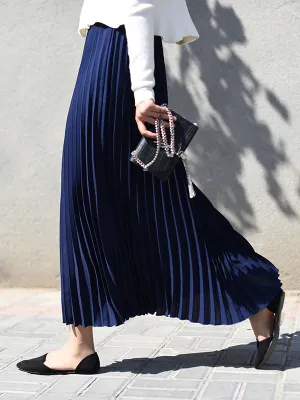 Stylish Pleated Solid Color Elastic Waist Skirts