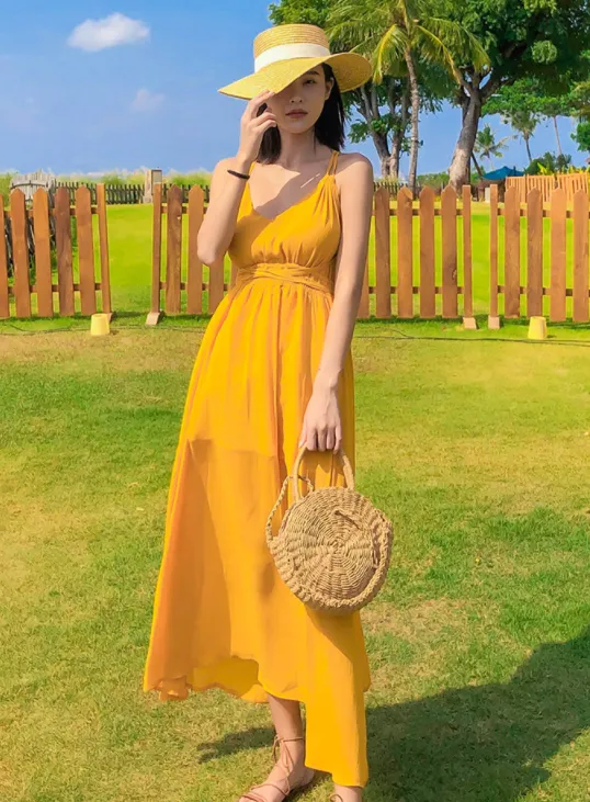 Summer Bohemia Solid Bandage Maxi Dresses