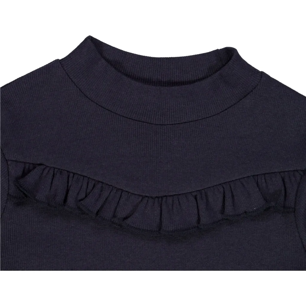 T-Shirt Rib Ruffle - midnight blue