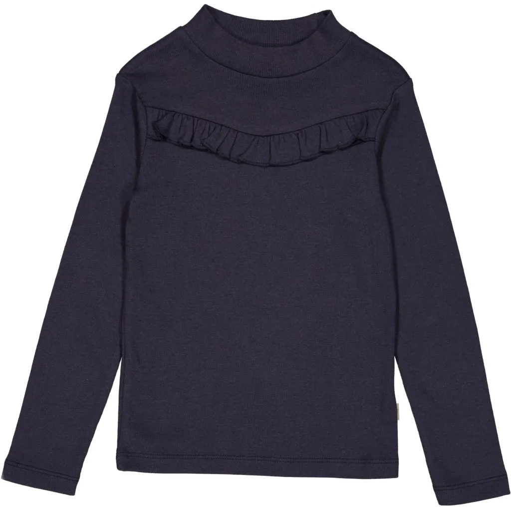 T-Shirt Rib Ruffle - midnight blue