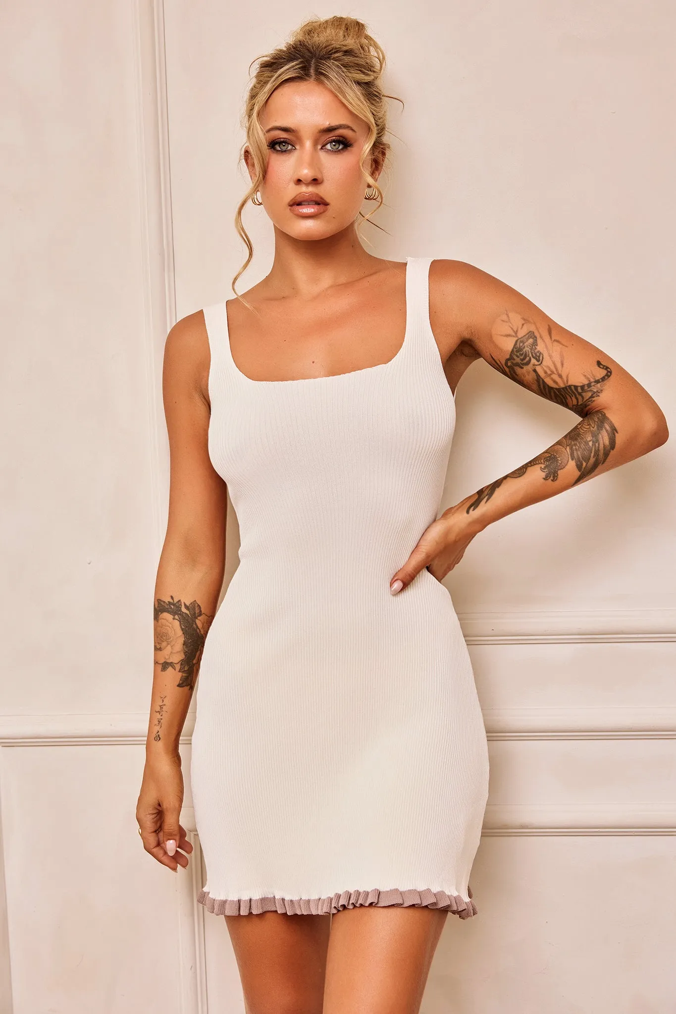 Time Out Knit Mini Dress - Cream