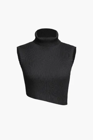 Turtleneck Ribbed Tank Top