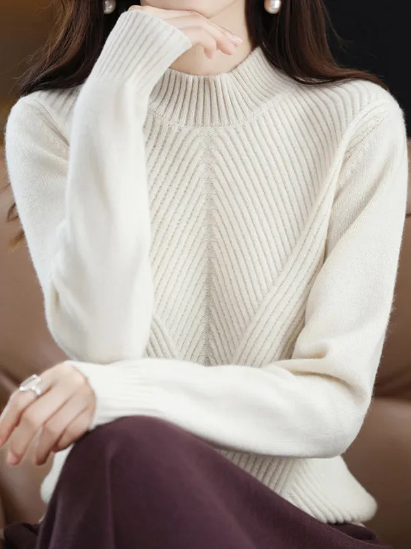 Urban Long Sleeves Solid Color Half Turtleneck Sweater Tops