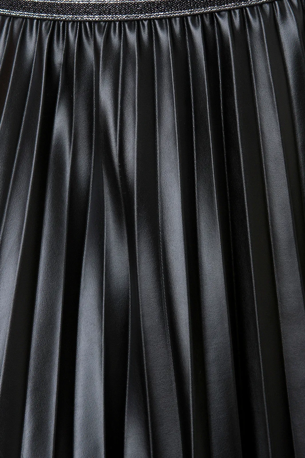 Vegan Leather Accordion Pleating Shimmer Stripes Skirt