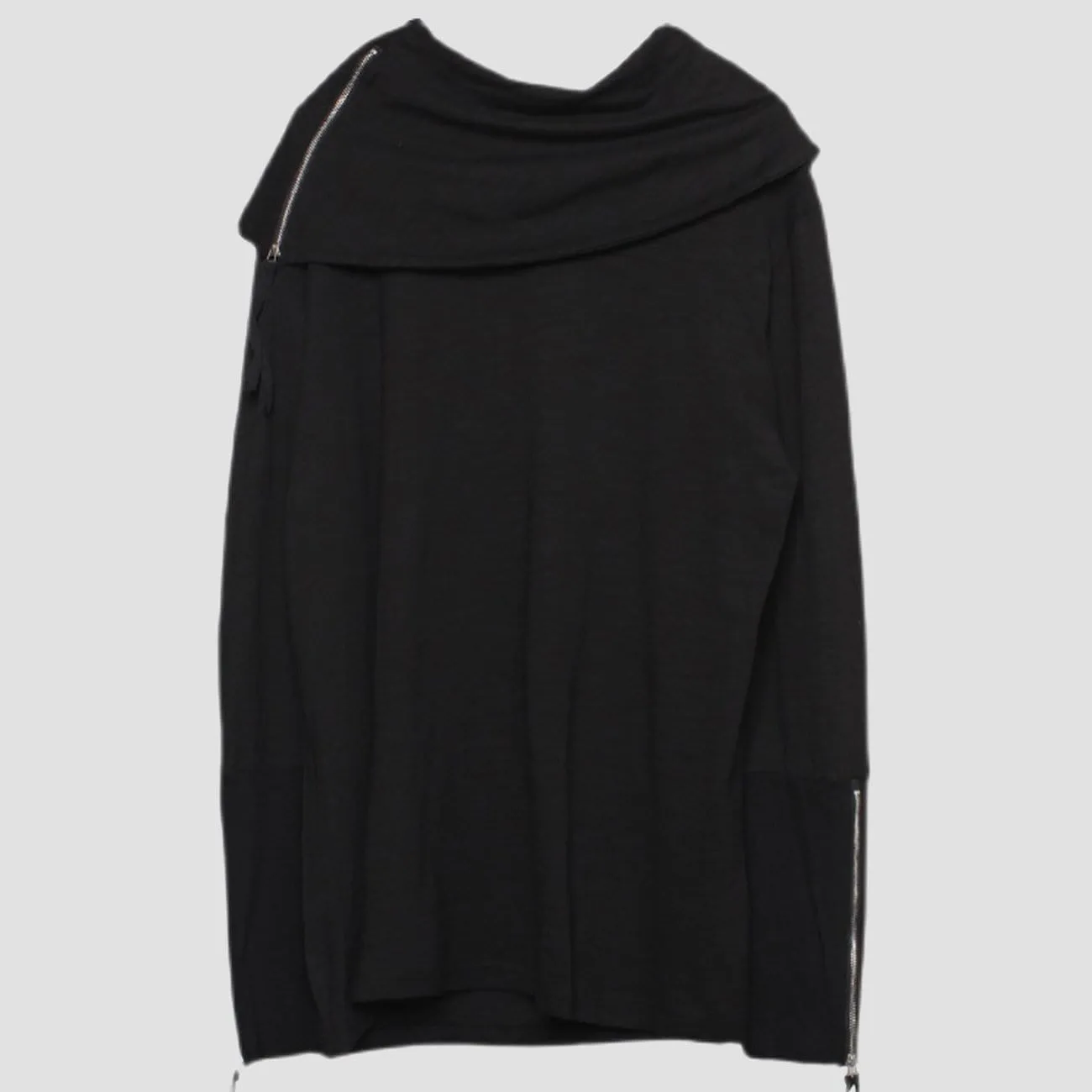 WLS Dark Irregular Turtleneck Zipper Sweatshirt