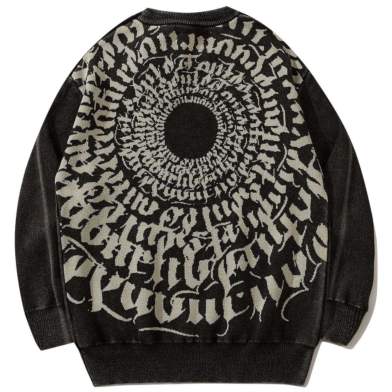 WLS Dark Letter Circle Print Washed Sweatshirt