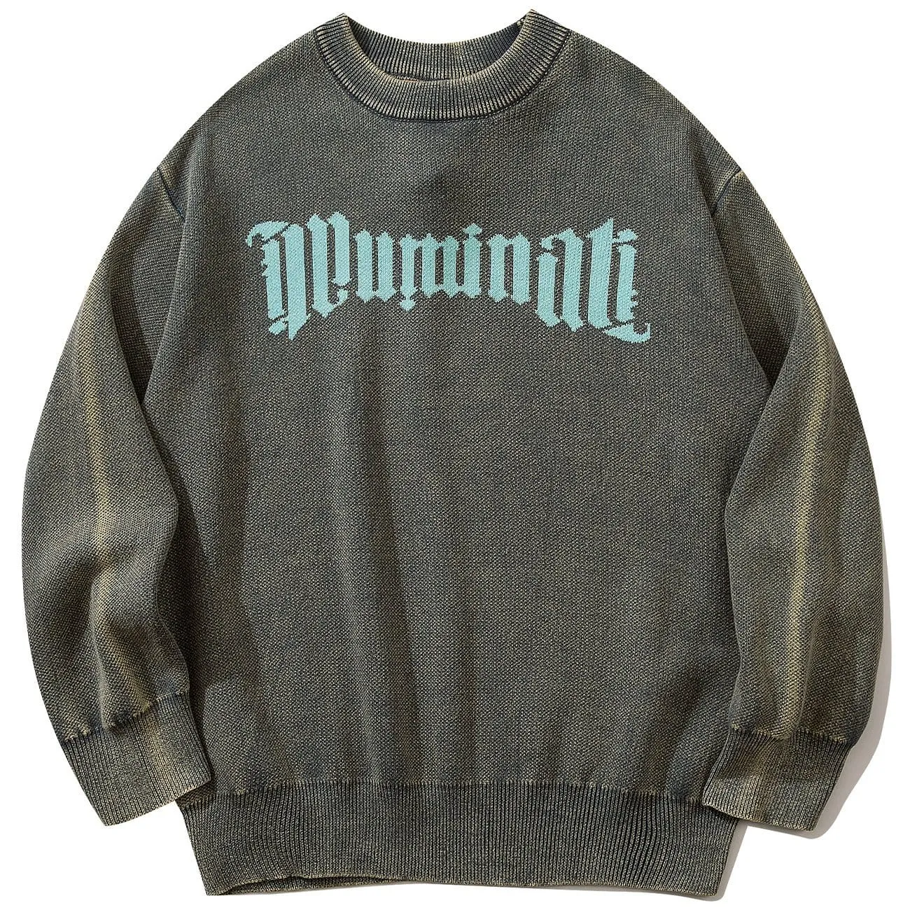 WLS Dark Letter Circle Print Washed Sweatshirt