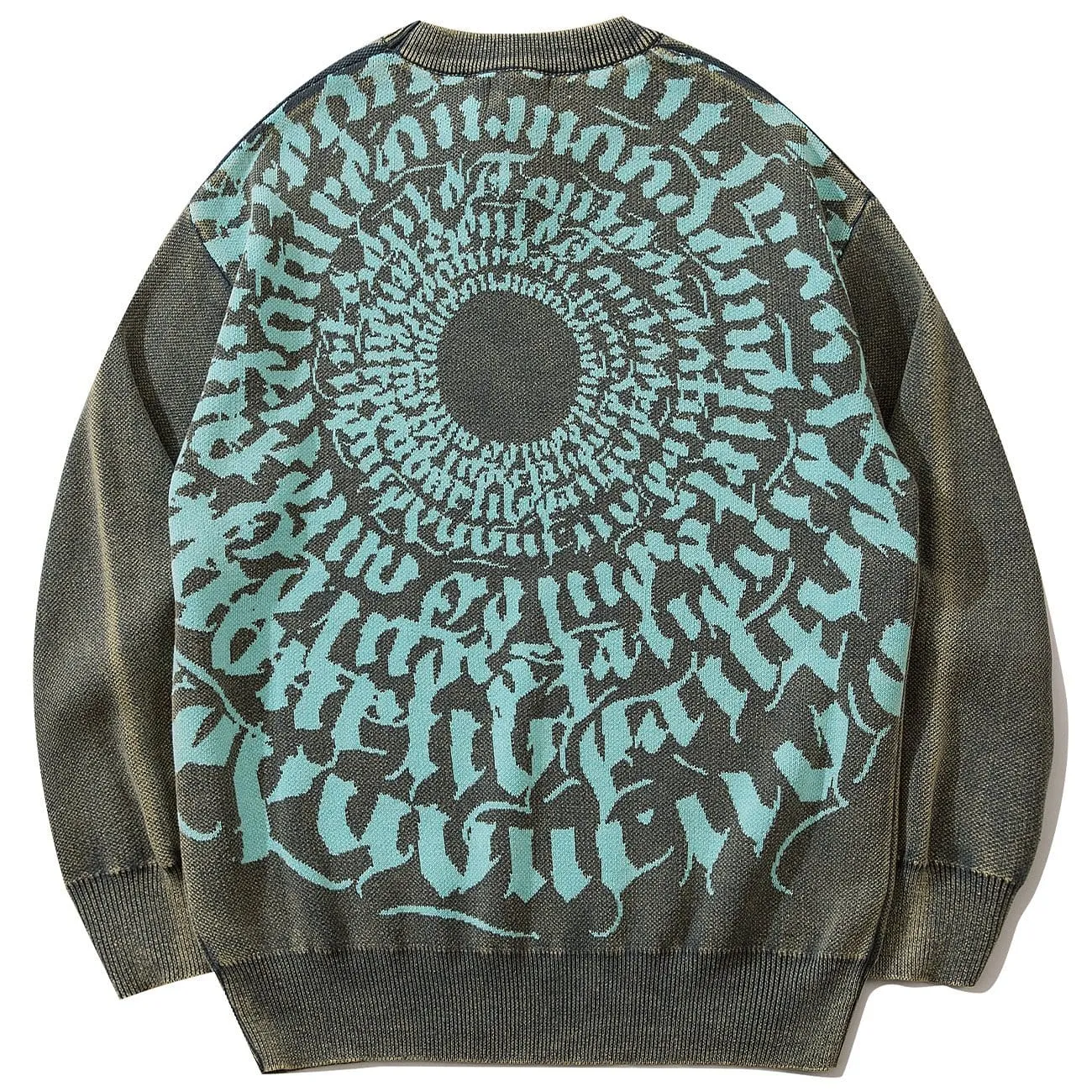 WLS Dark Letter Circle Print Washed Sweatshirt