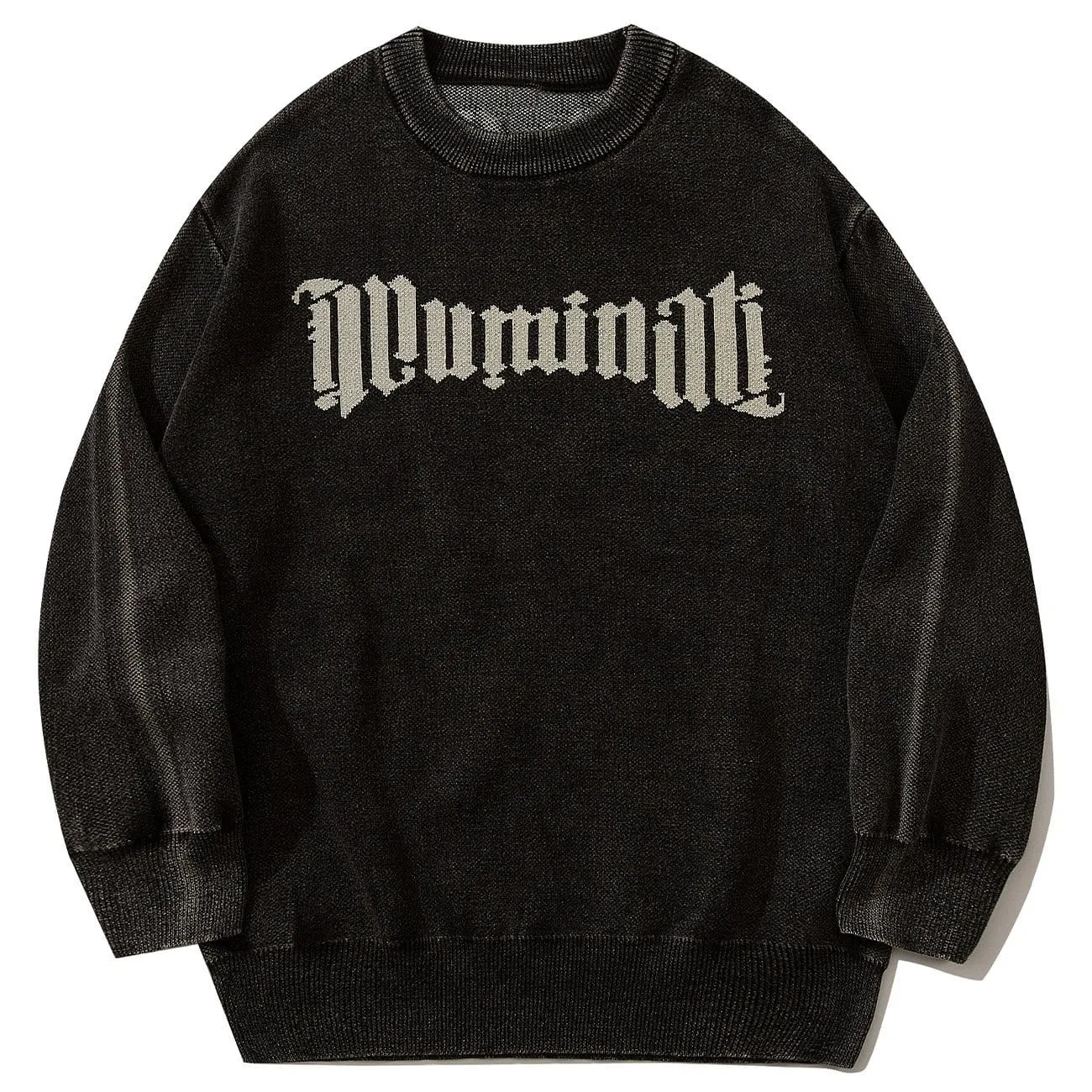 WLS Dark Letter Circle Print Washed Sweatshirt